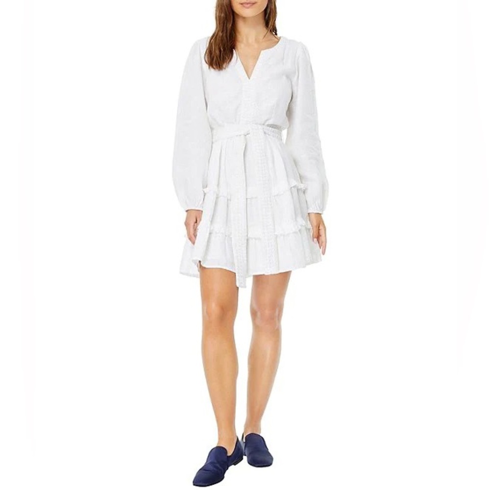 NWT Roller Rabbit Naema Split V-Neck Long Balloon Sleeve Tiered A-Line Dress - Picture 1 of 6
